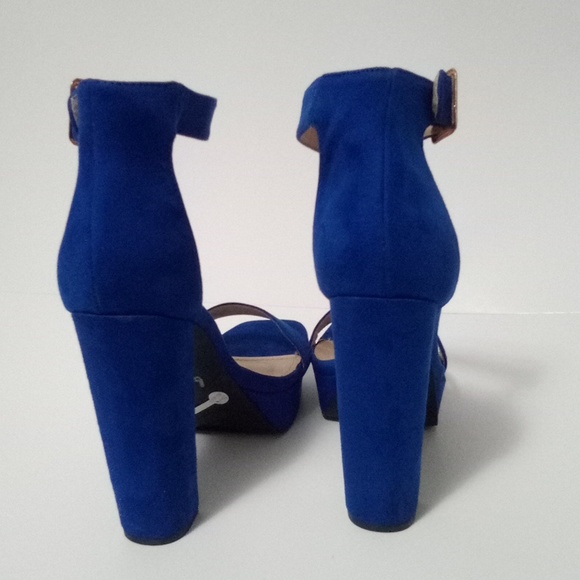 Pazzle Handmade Blue Suede‎ Ankle Strap Sandal Heels 10 - Picture 4 of 7
